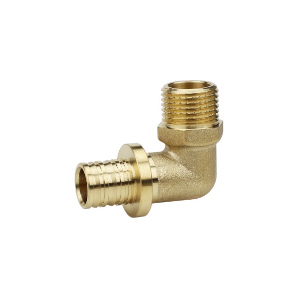 Угольник (угол) 90° с наружной резьбой латунный Varmega Slide-fit, аксиальный, 20х1/2"