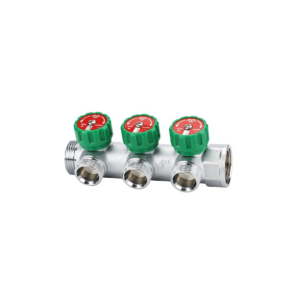 Коллектор для водоснабжения Varmega, 1", на 3 выхода 3/4", хромированный