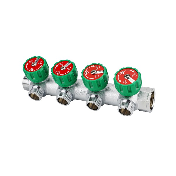 Коллектор для водоснабжения Varmega, 3/4", на 4 выхода 3/4"ЕК, хромированный