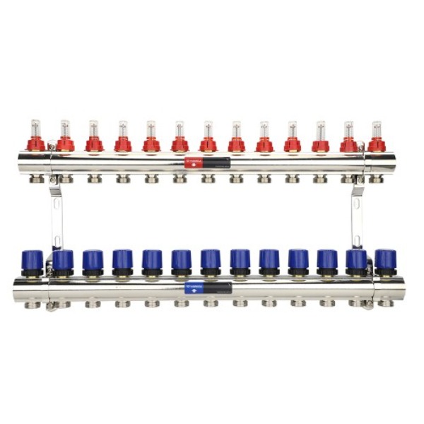 Коллекторная группа с расходомерами Varmega ВР 1", 13 x 3/4"EK, латунь