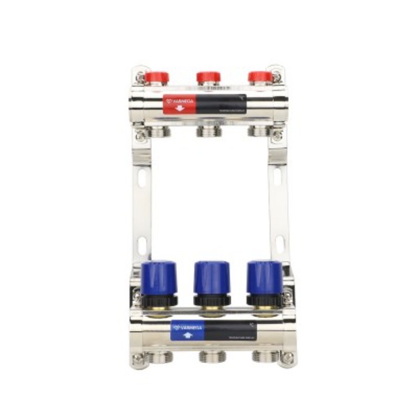 Коллекторная группа для отопления Varmega ВР 1", 3 x 3/4"EK, латунь